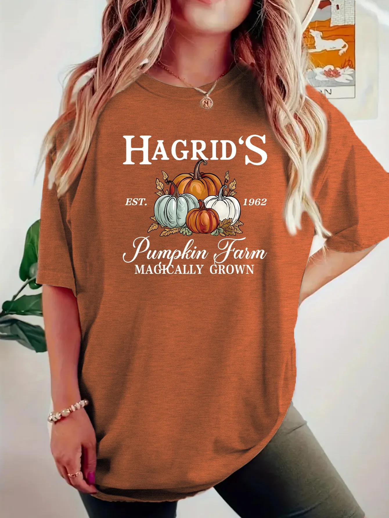 Women's T-shirt Short Sleeve T-Shirts Casual Vocabulary Words/Name Pumpkin display picture 9
