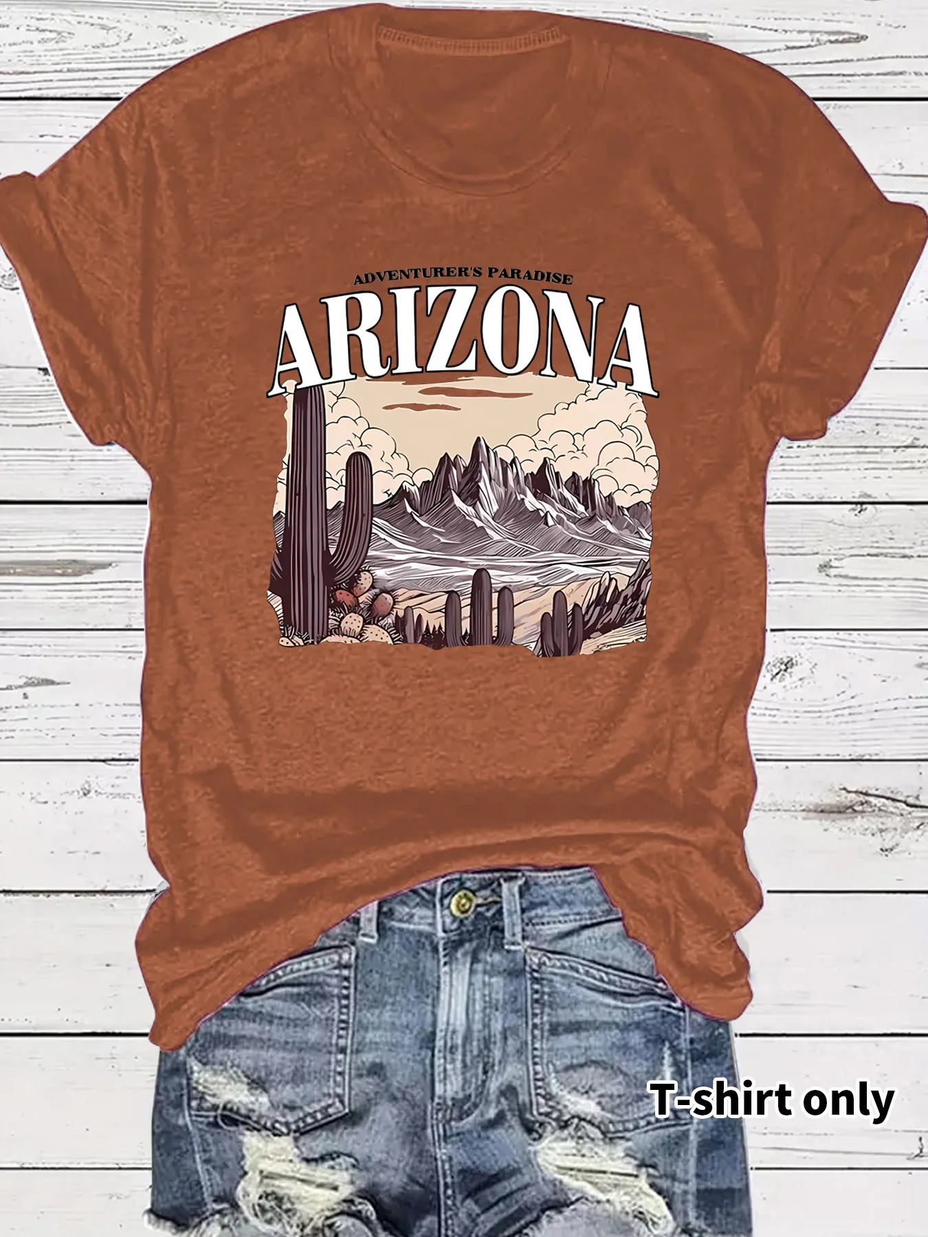 Women's T-shirt Short Sleeve T-Shirts Printing Casual Clouds Cactus Vocabulary Words/Name display picture 1