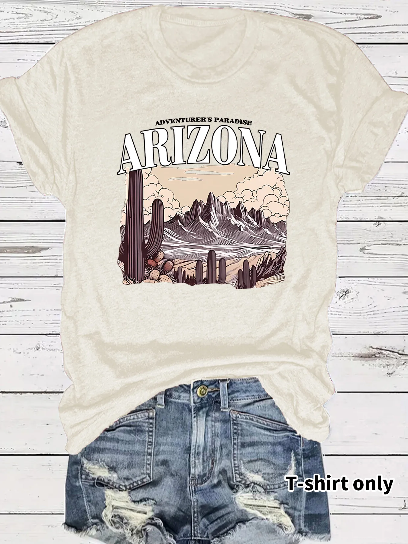 Women's T-shirt Short Sleeve T-Shirts Printing Casual Clouds Cactus Vocabulary Words/Name display picture 2