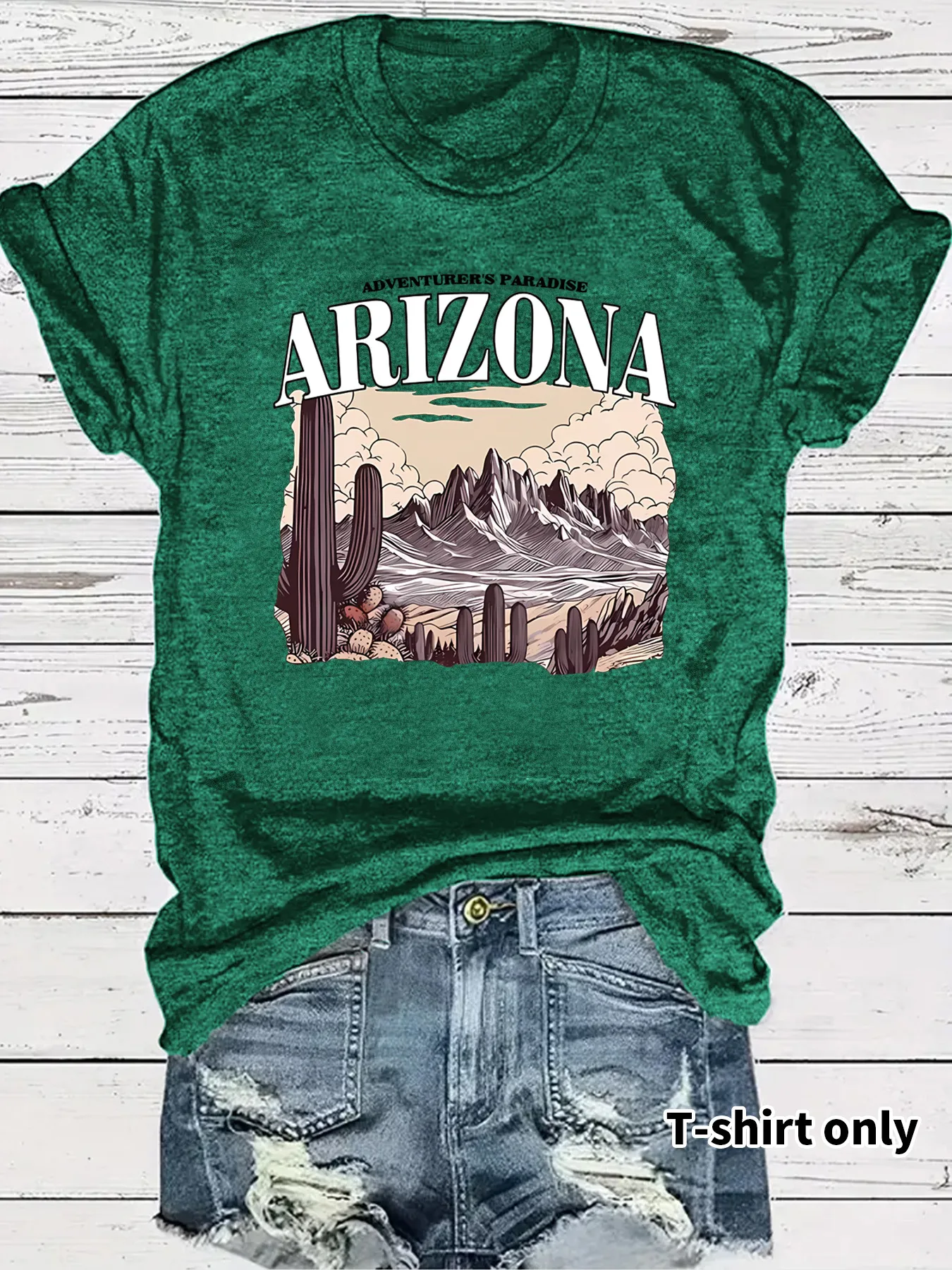 Women's T-shirt Short Sleeve T-Shirts Printing Casual Clouds Cactus Vocabulary Words/Name display picture 3