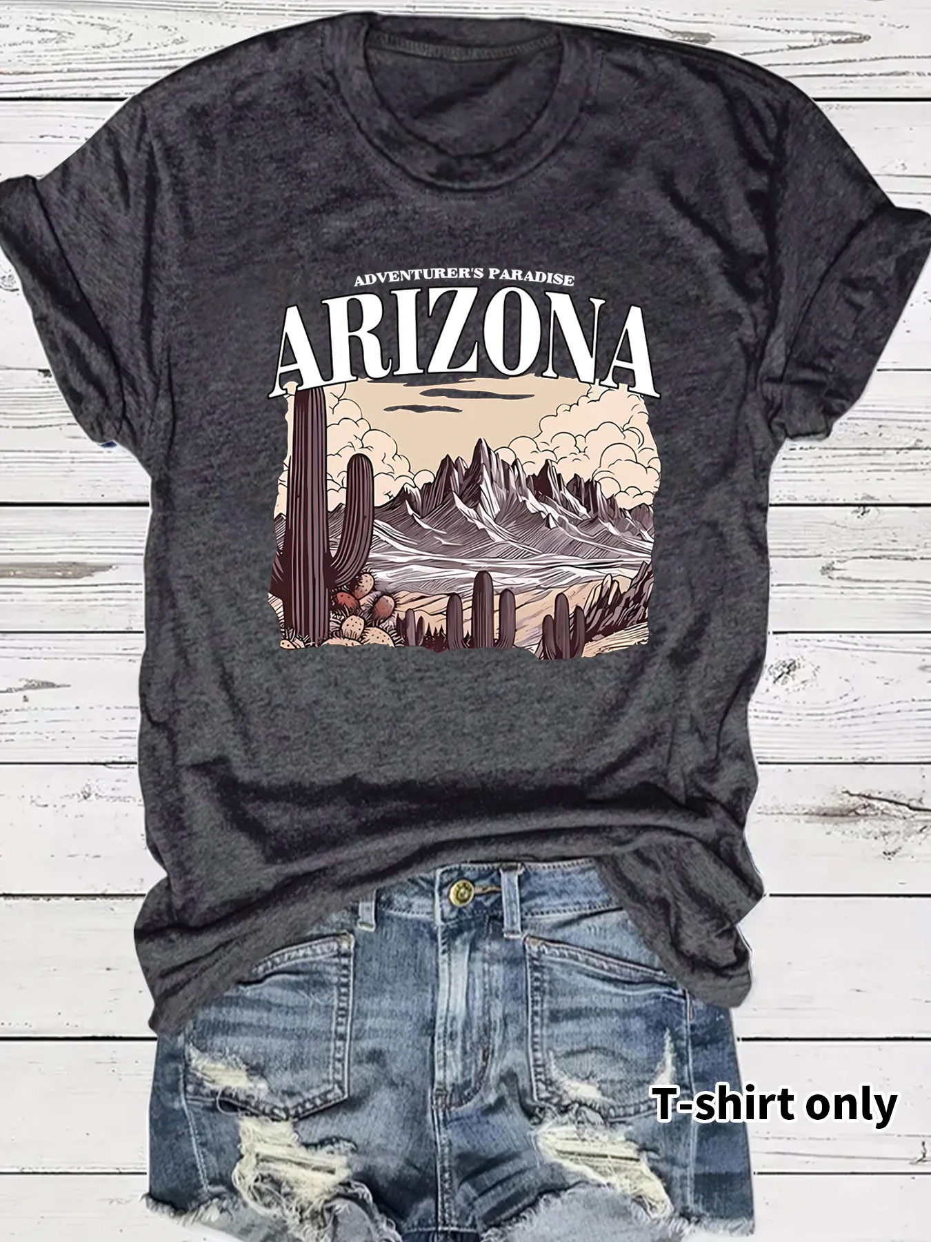 Women's T-shirt Short Sleeve T-Shirts Printing Casual Clouds Cactus Vocabulary Words/Name display picture 4
