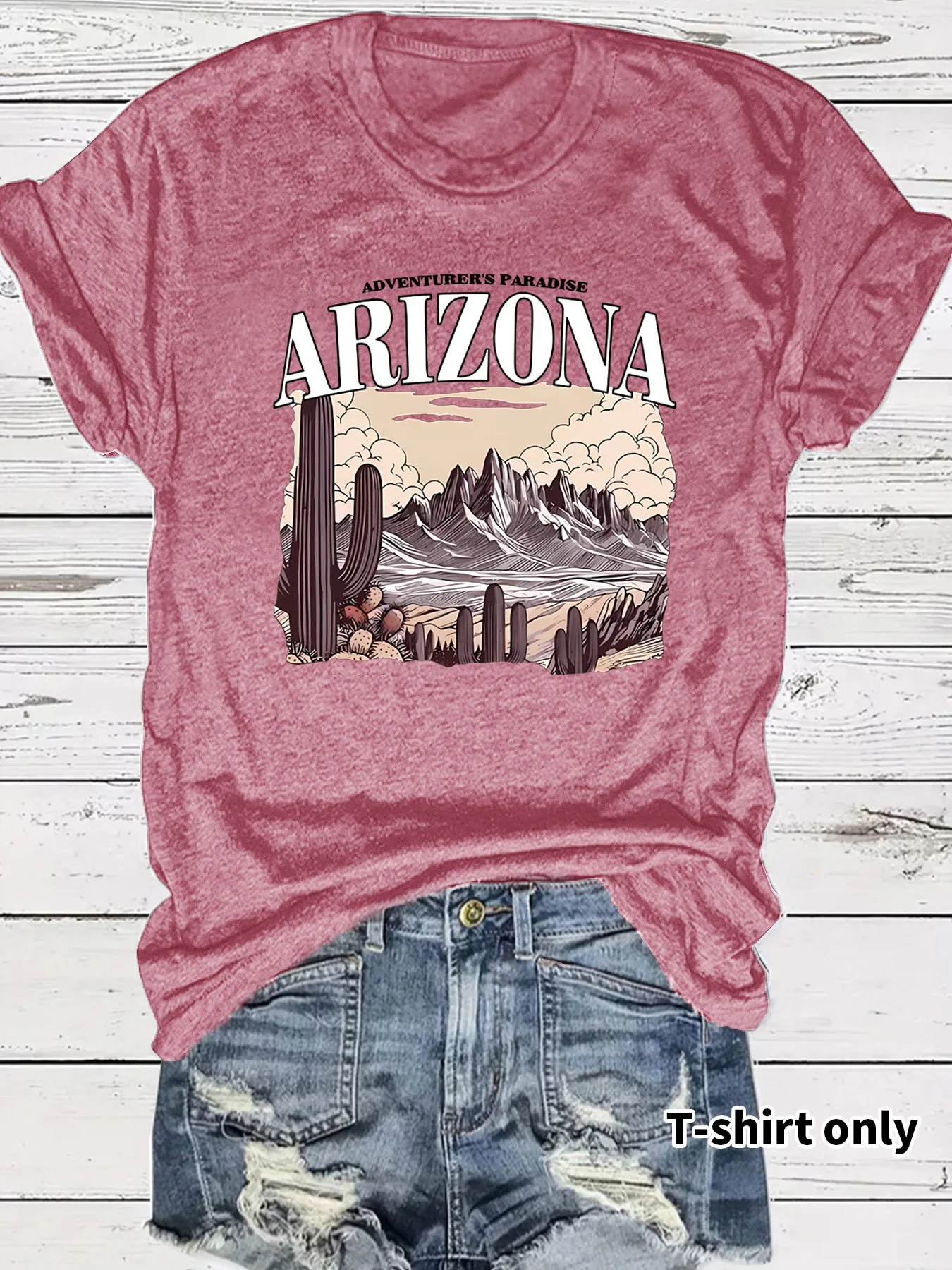 Women's T-shirt Short Sleeve T-Shirts Printing Casual Clouds Cactus Vocabulary Words/Name display picture 6