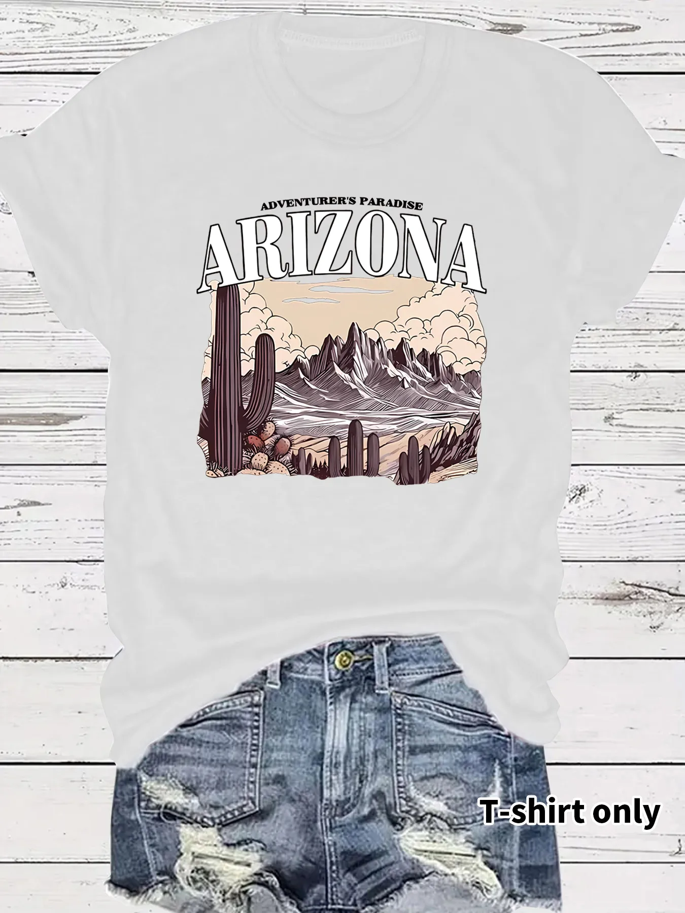 Women's T-shirt Short Sleeve T-Shirts Printing Casual Clouds Cactus Vocabulary Words/Name display picture 7