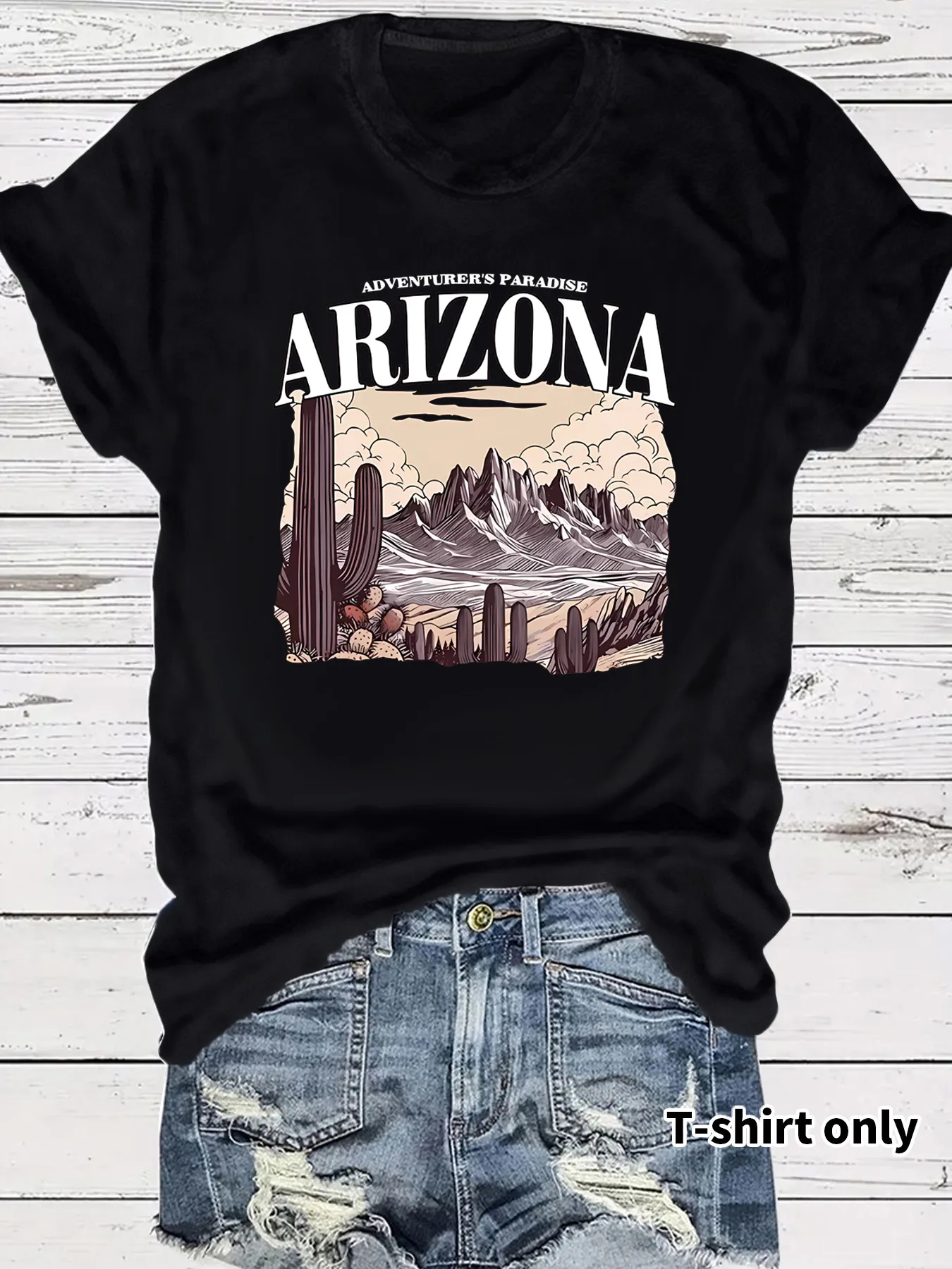 Women's T-shirt Short Sleeve T-Shirts Printing Casual Clouds Cactus Vocabulary Words/Name display picture 9
