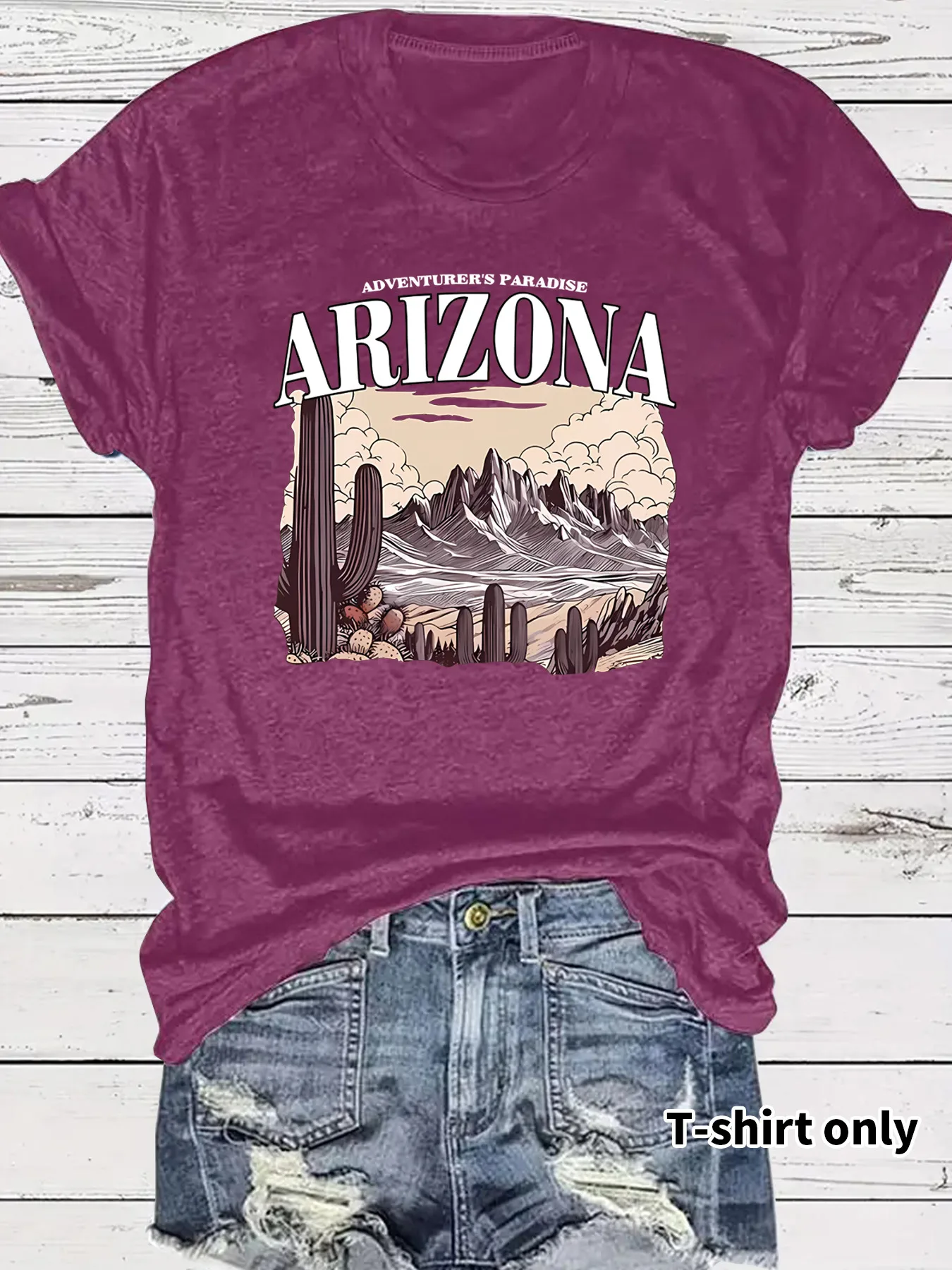 Women's T-shirt Short Sleeve T-Shirts Printing Casual Clouds Cactus Vocabulary Words/Name display picture 10