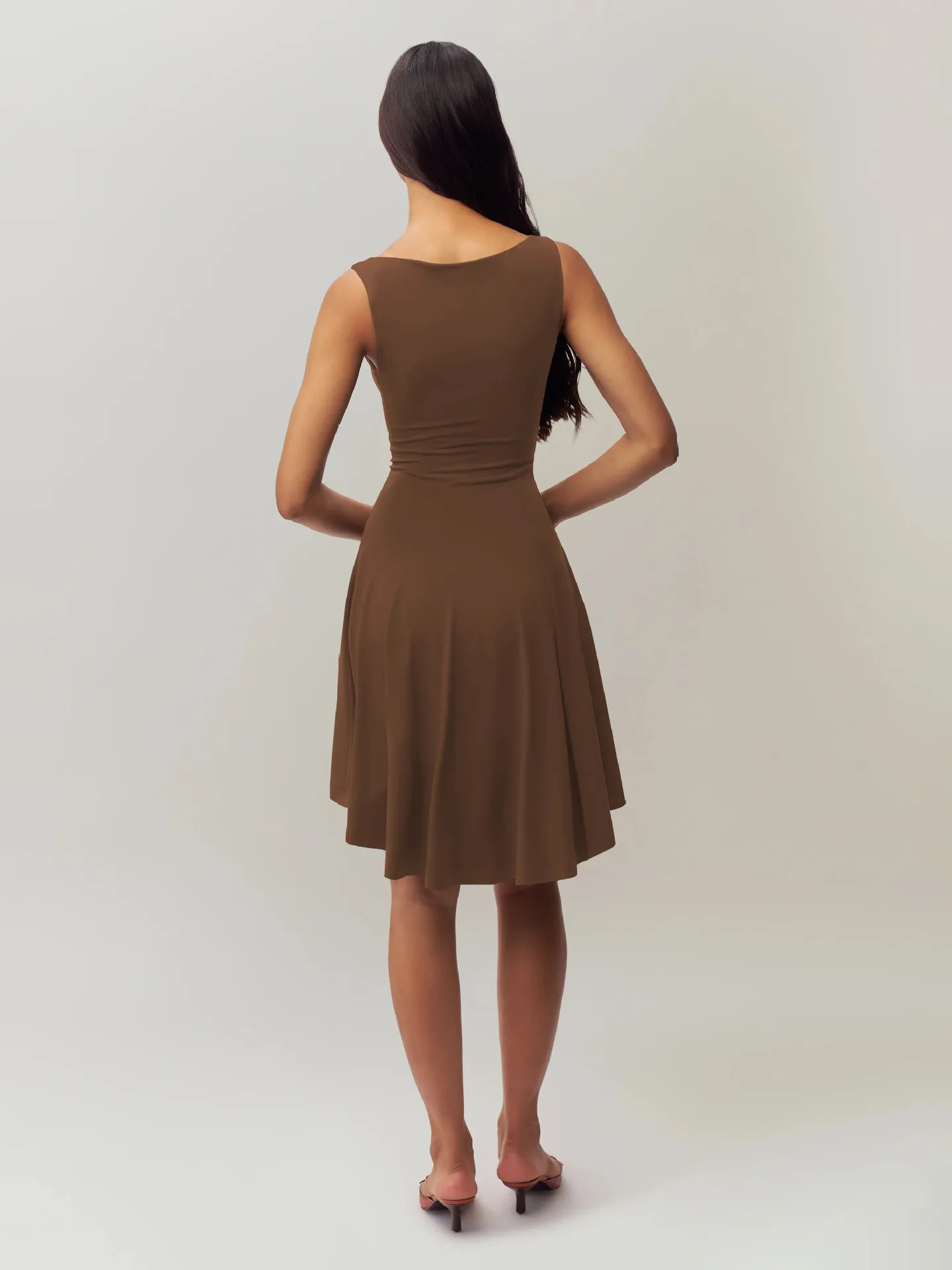 Slim-fit Solid Color New Sleeveless Sexy Spice Girls  One-character Collar Dress Slim-fit Slim Back display picture 8