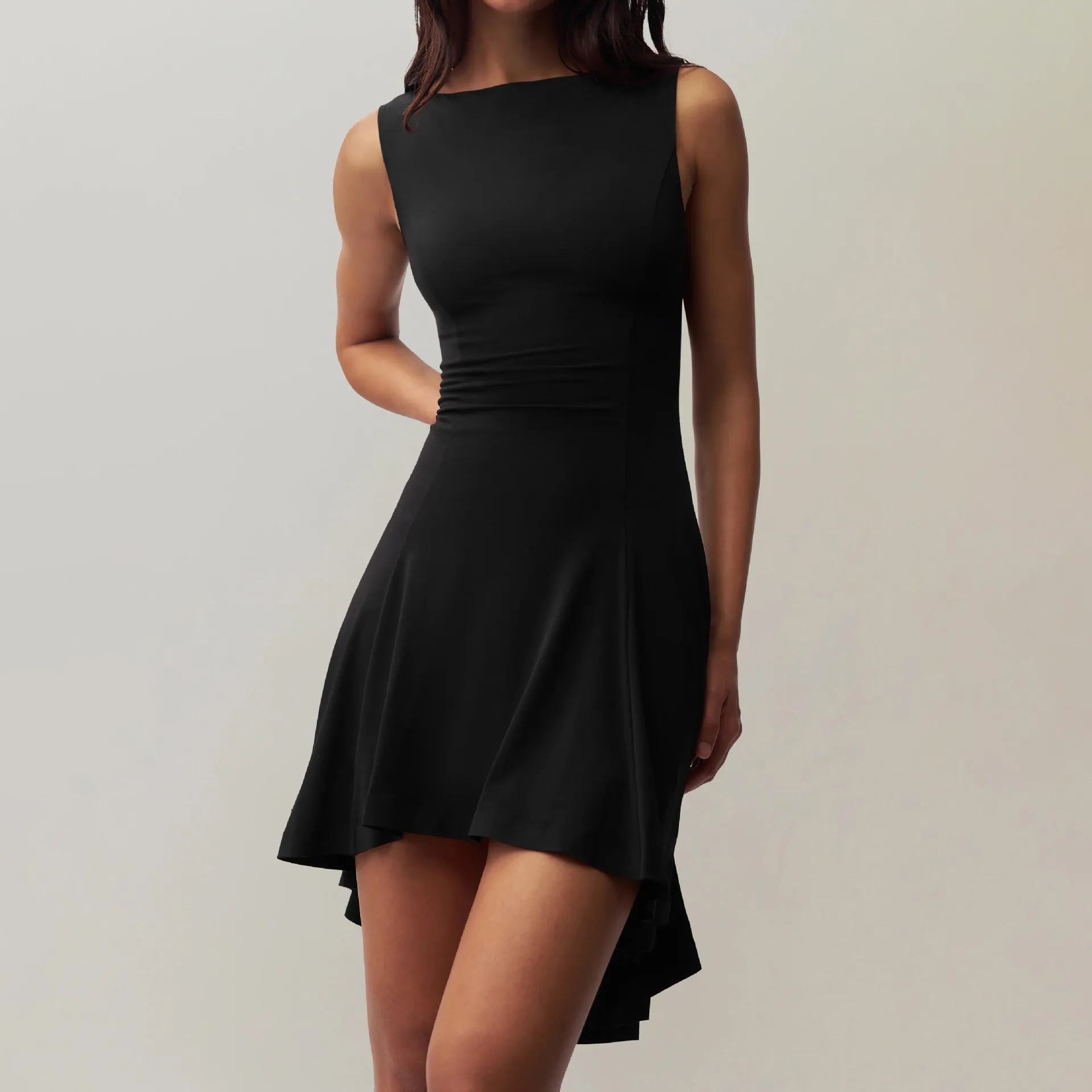Slim-fit Solid Color New Sleeveless Sexy Spice Girls  One-character Collar Dress Slim-fit Slim Back display picture 12