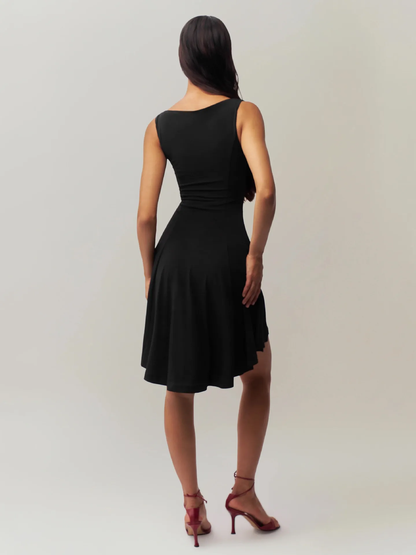 Slim-fit Solid Color New Sleeveless Sexy Spice Girls  One-character Collar Dress Slim-fit Slim Back display picture 14