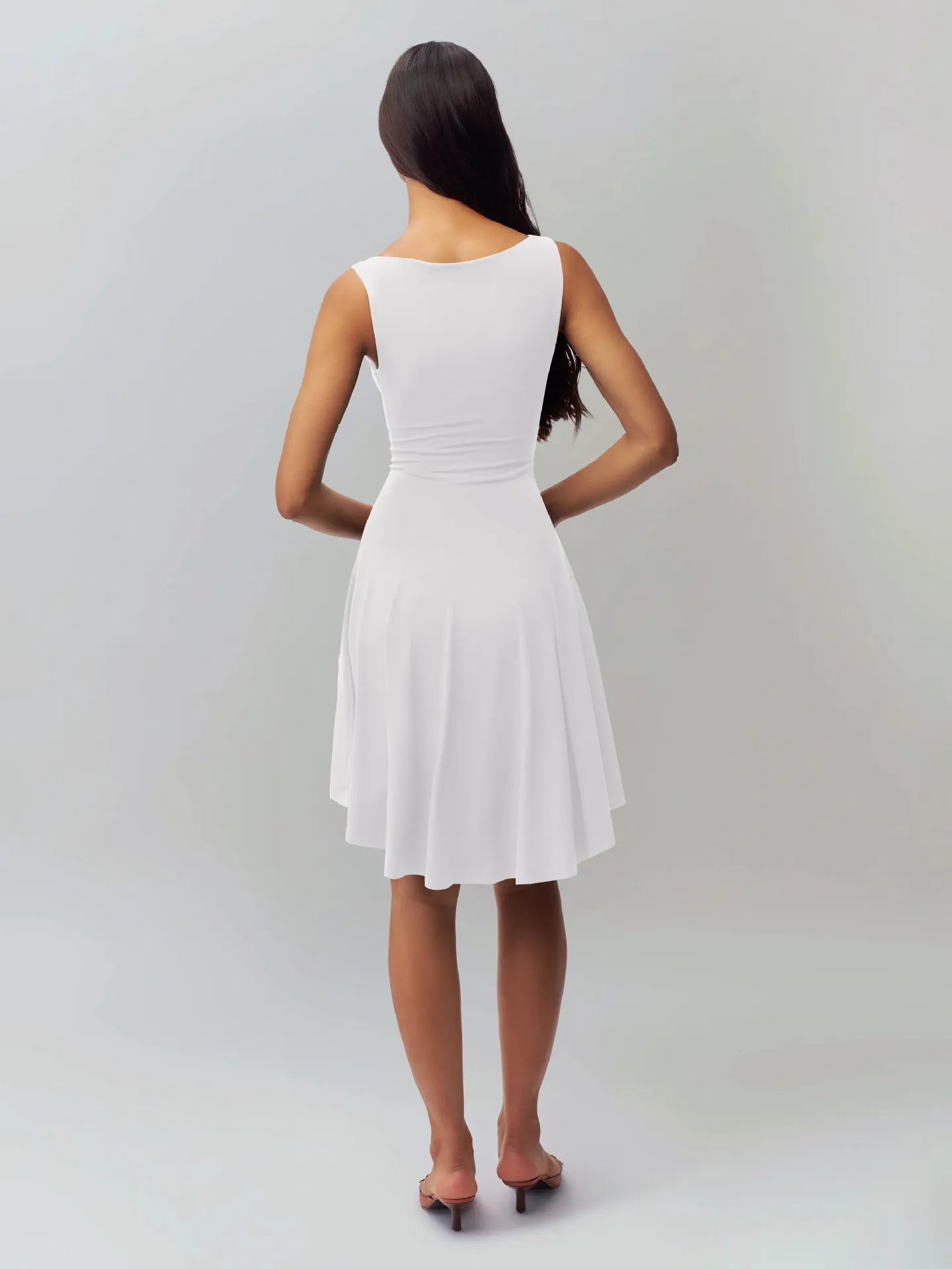 Slim-fit Solid Color New Sleeveless Sexy Spice Girls  One-character Collar Dress Slim-fit Slim Back display picture 17