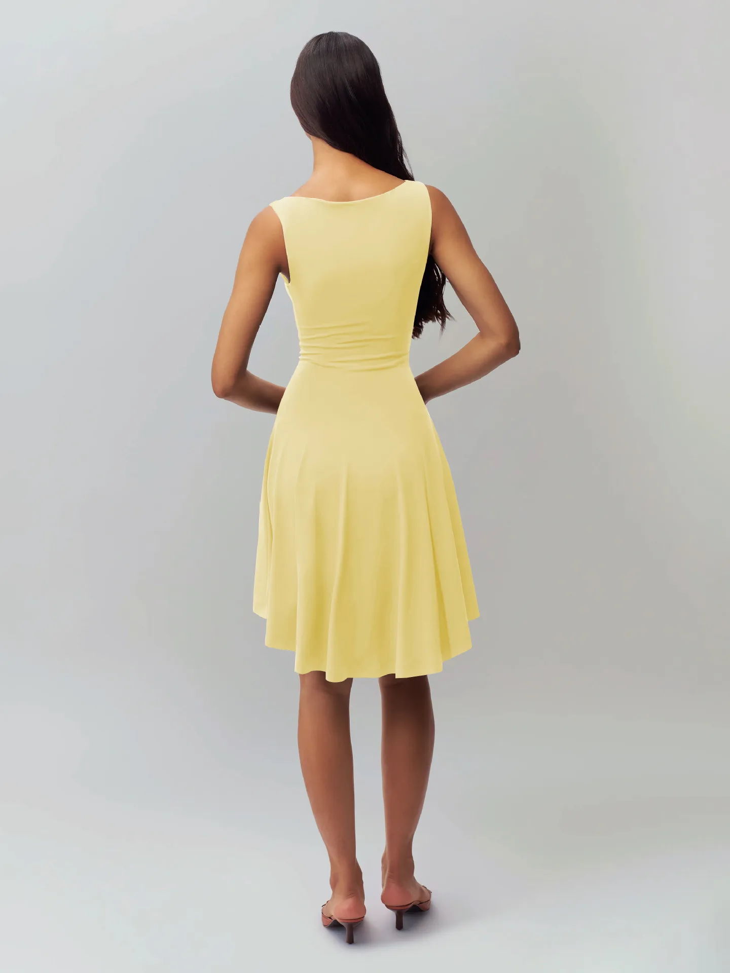 Slim-fit Solid Color New Sleeveless Sexy Spice Girls  One-character Collar Dress Slim-fit Slim Back display picture 20