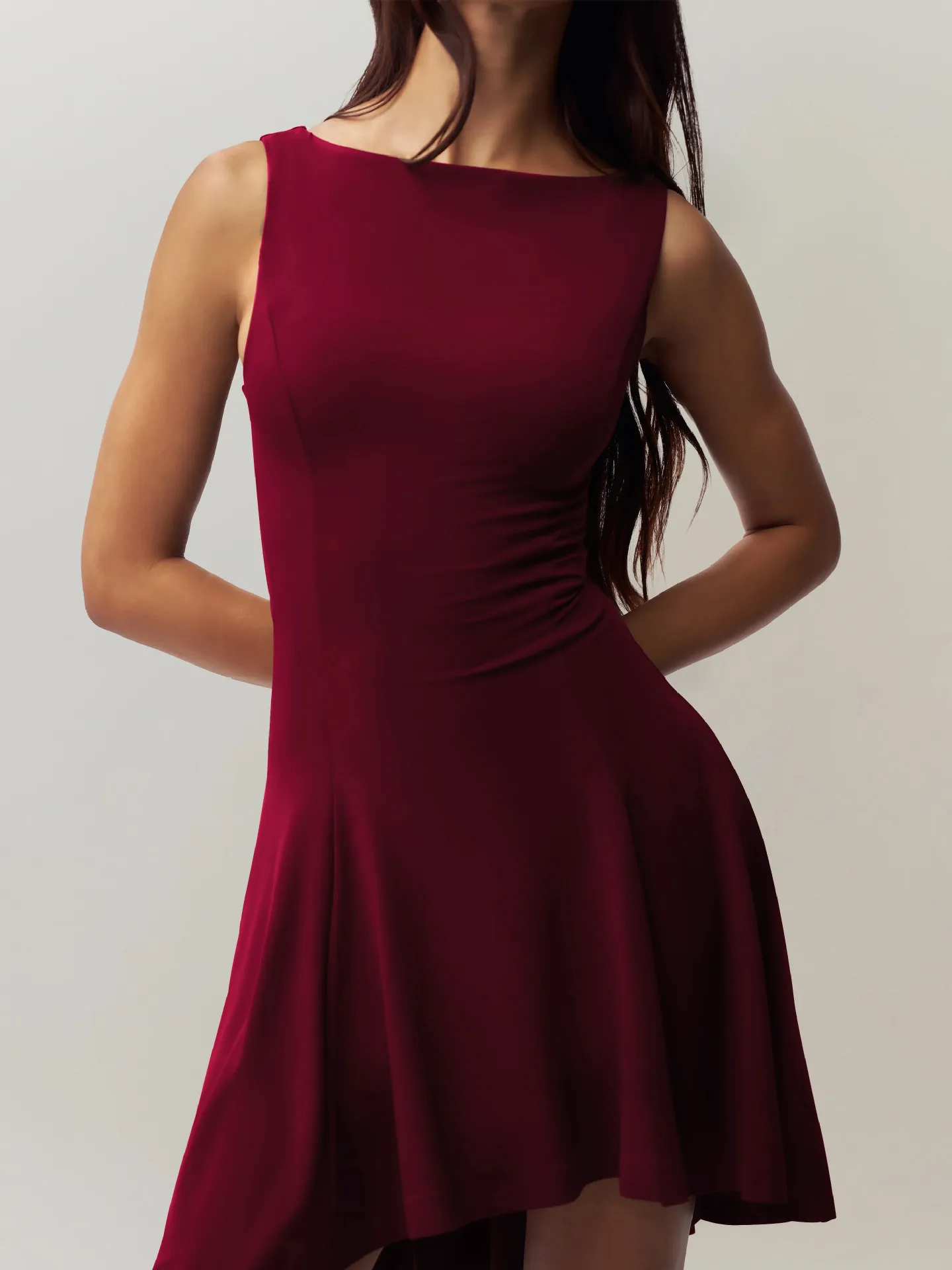 Slim-fit Solid Color New Sleeveless Sexy Spice Girls  One-character Collar Dress Slim-fit Slim Back display picture 22