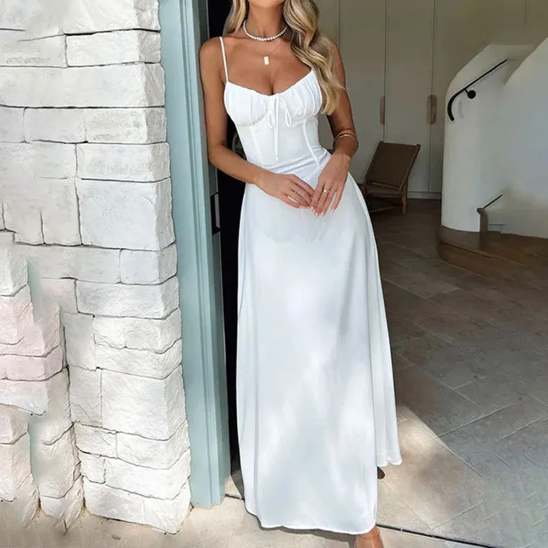 Foreign Trade Women's Independent Station New Temperament Elegant Lace A Word Solid Color Long Dress display picture 5