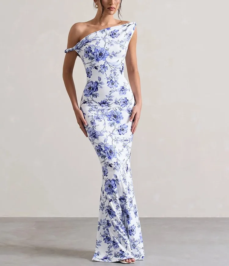 Women's Sheath Dress Elegant Boat Neck Sleeveless Flower Leopard Maxi Long Dress Holiday Banquet Daily display picture 8