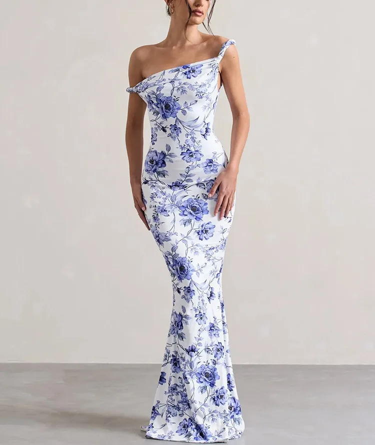 Women's Sheath Dress Elegant Boat Neck Sleeveless Flower Leopard Maxi Long Dress Holiday Banquet Daily display picture 9