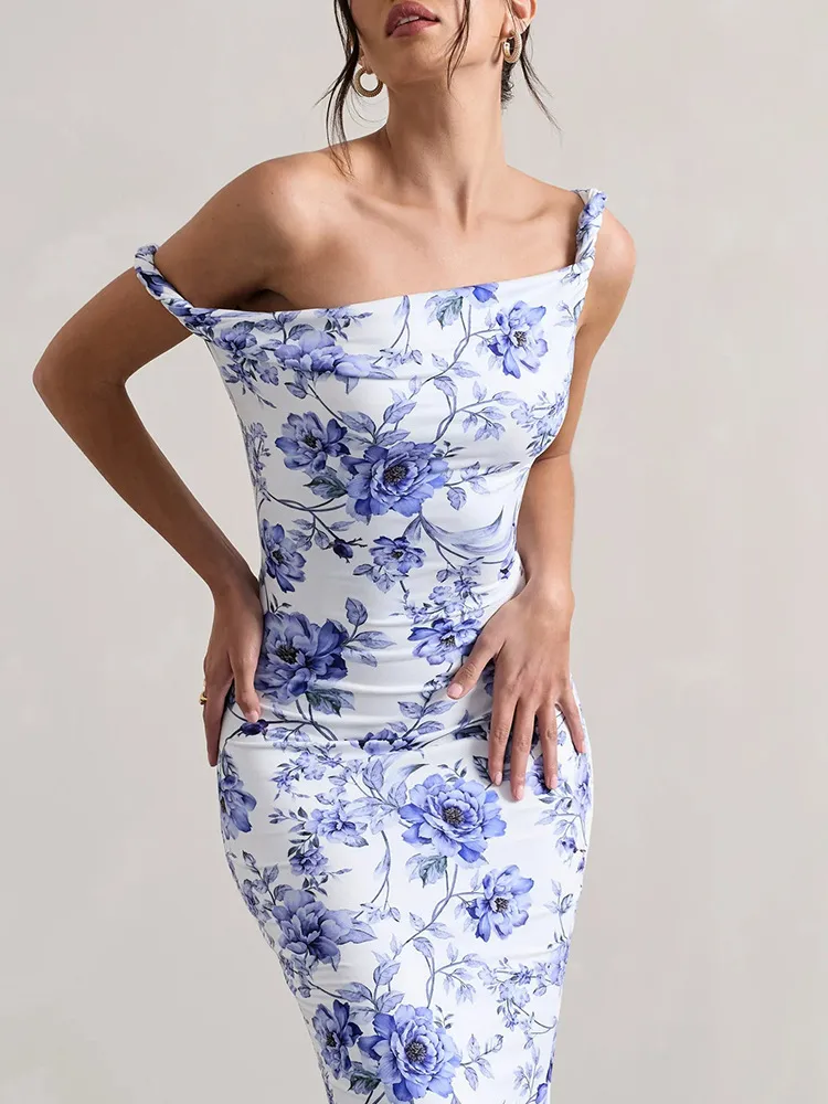 Women's Sheath Dress Elegant Boat Neck Sleeveless Flower Leopard Maxi Long Dress Holiday Banquet Daily display picture 10