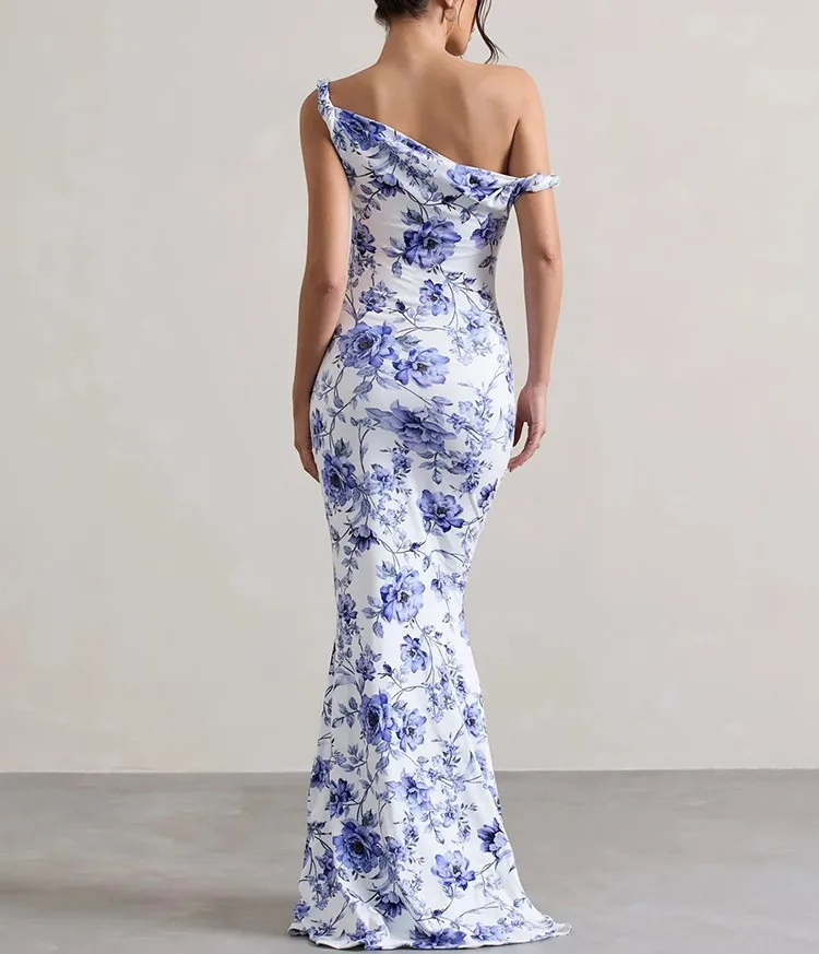 Women's Sheath Dress Elegant Boat Neck Sleeveless Flower Leopard Maxi Long Dress Holiday Banquet Daily display picture 11