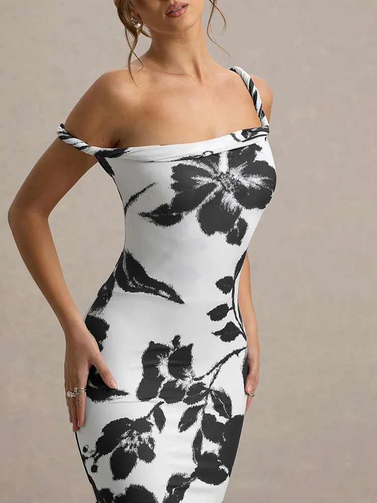 Women's Sheath Dress Elegant Boat Neck Sleeveless Flower Leopard Maxi Long Dress Holiday Banquet Daily display picture 14