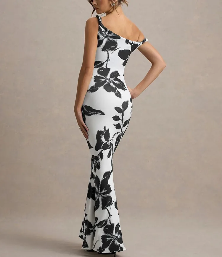 Women's Sheath Dress Elegant Boat Neck Sleeveless Flower Leopard Maxi Long Dress Holiday Banquet Daily display picture 16