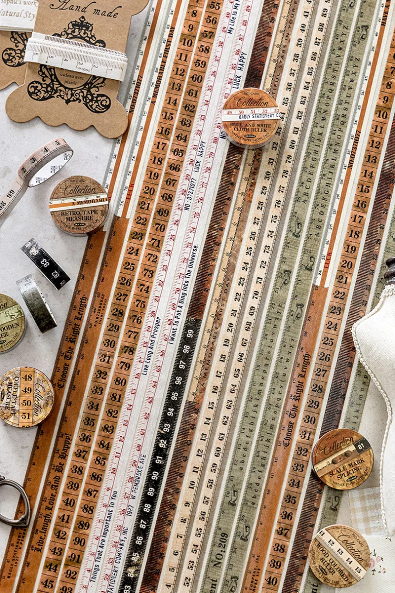 1 Set Tape Measure School Paper Elegant Classical Washi Tape display picture 1