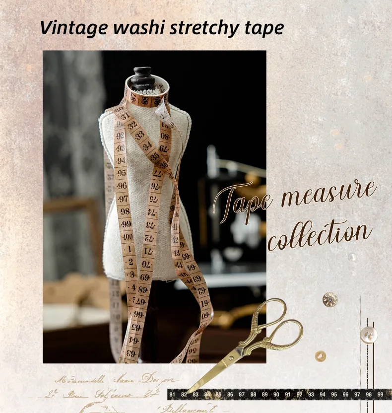 1 Set Tape Measure School Paper Elegant Classical Washi Tape display picture 2