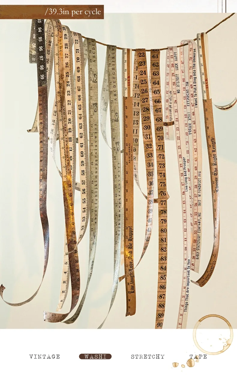 1 Set Tape Measure School Paper Elegant Classical Washi Tape display picture 3