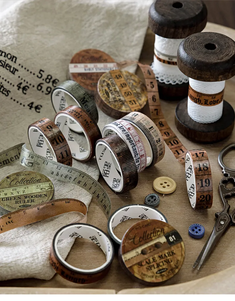 1 Set Tape Measure School Paper Elegant Classical Washi Tape display picture 4