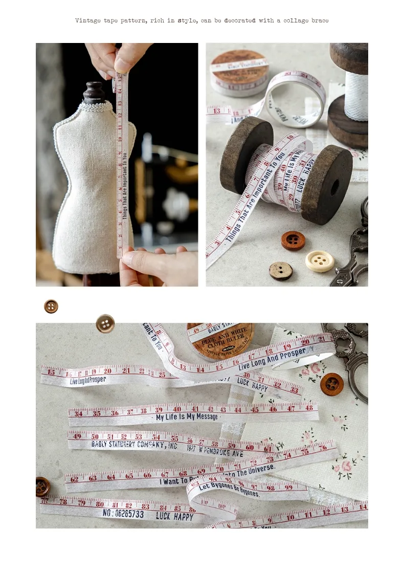 1 Set Tape Measure School Paper Elegant Classical Washi Tape display picture 7