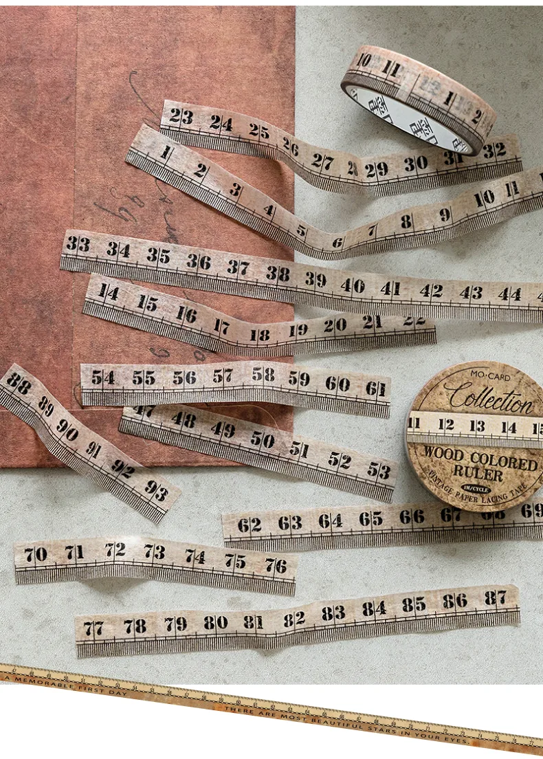 1 Set Tape Measure School Paper Elegant Classical Washi Tape display picture 8
