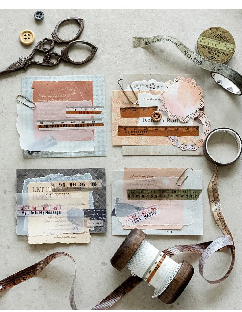 1 Set Tape Measure School Paper Elegant Classical Washi Tape display picture 12