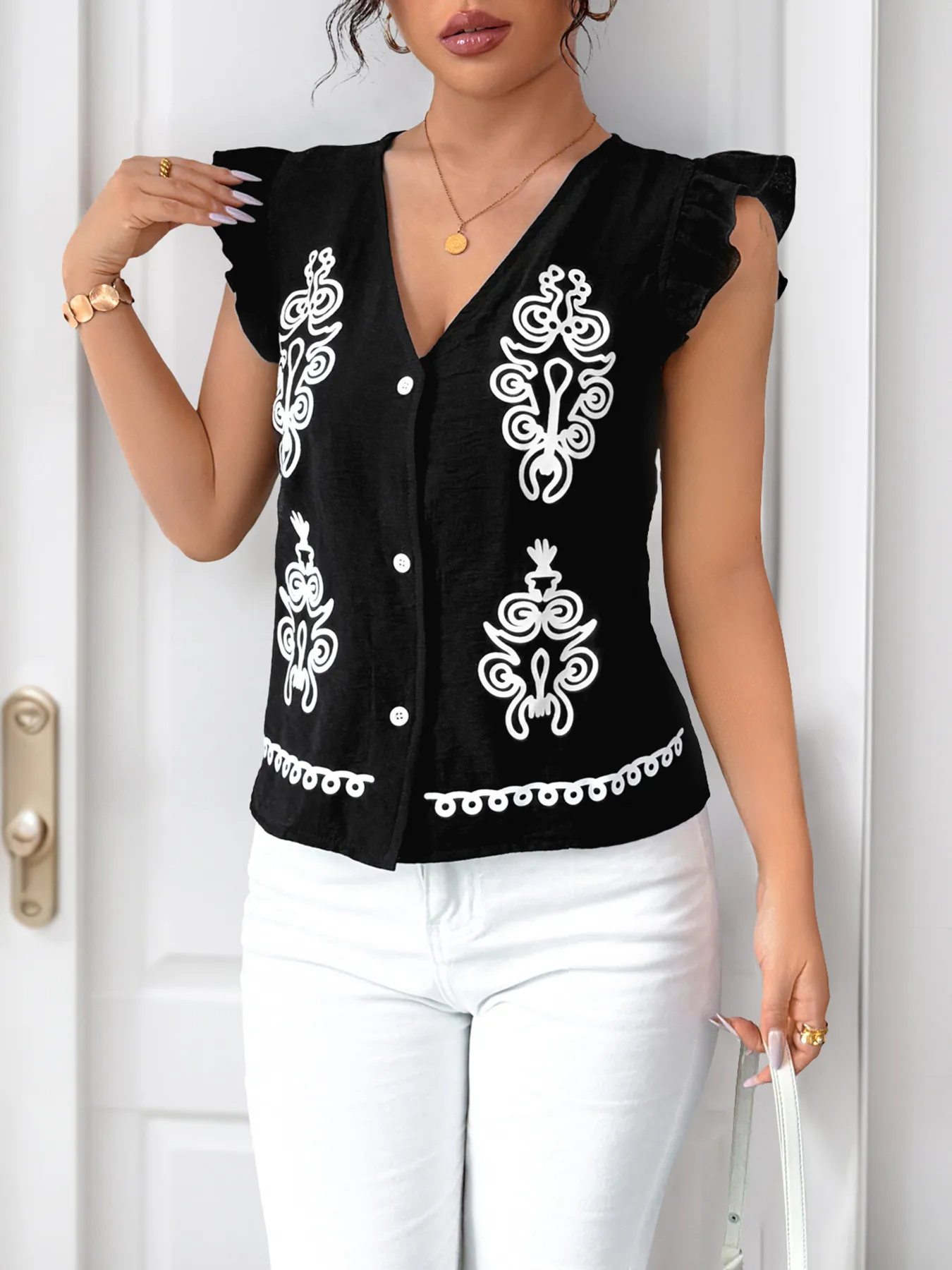 Women's Blouse Sleeveless Blouses Ethnic Style Geometric display picture 3