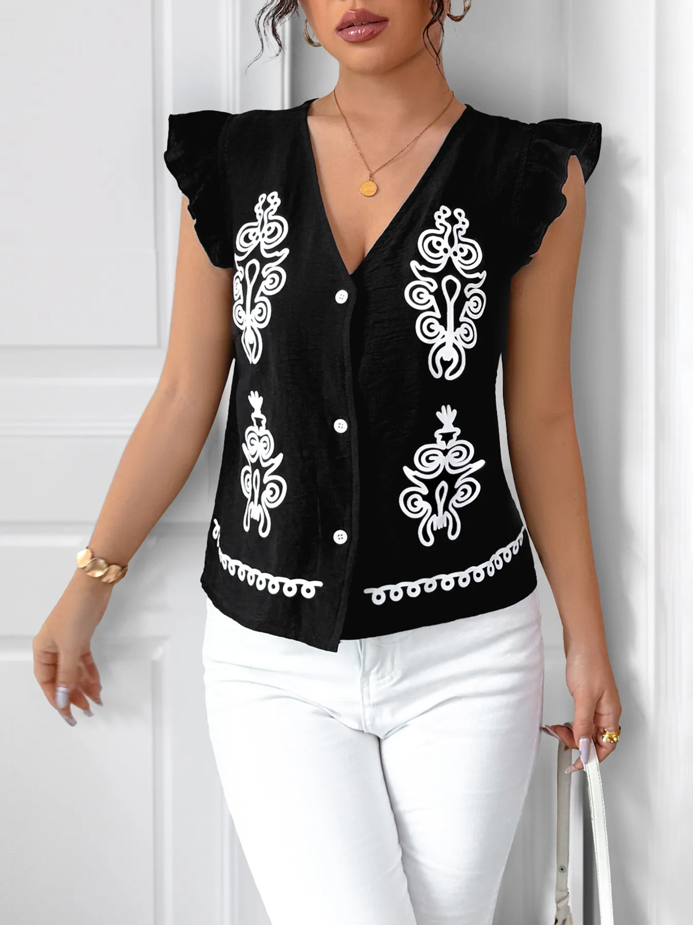 Women's Blouse Sleeveless Blouses Ethnic Style Geometric display picture 4