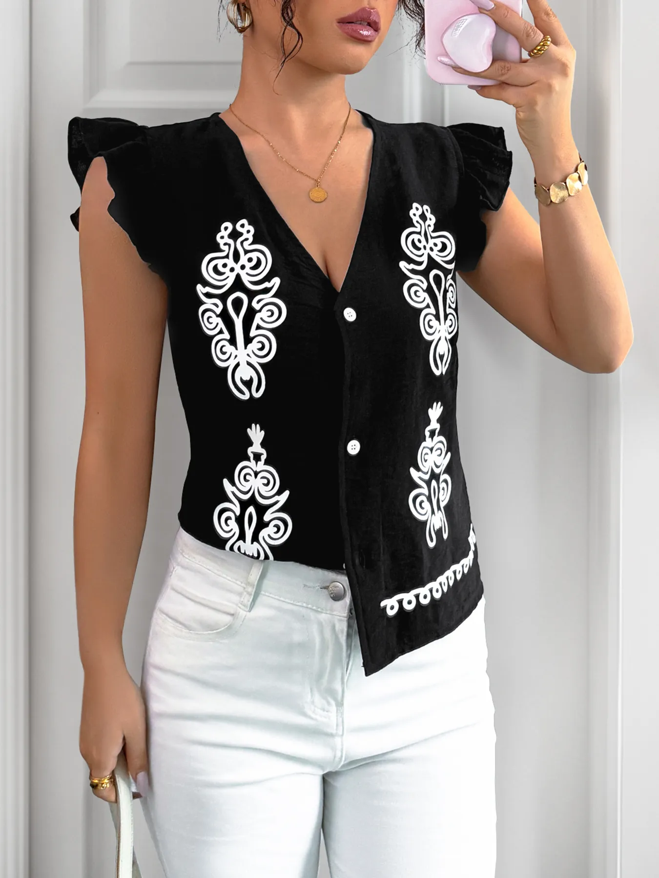 Women's Blouse Sleeveless Blouses Ethnic Style Geometric display picture 5