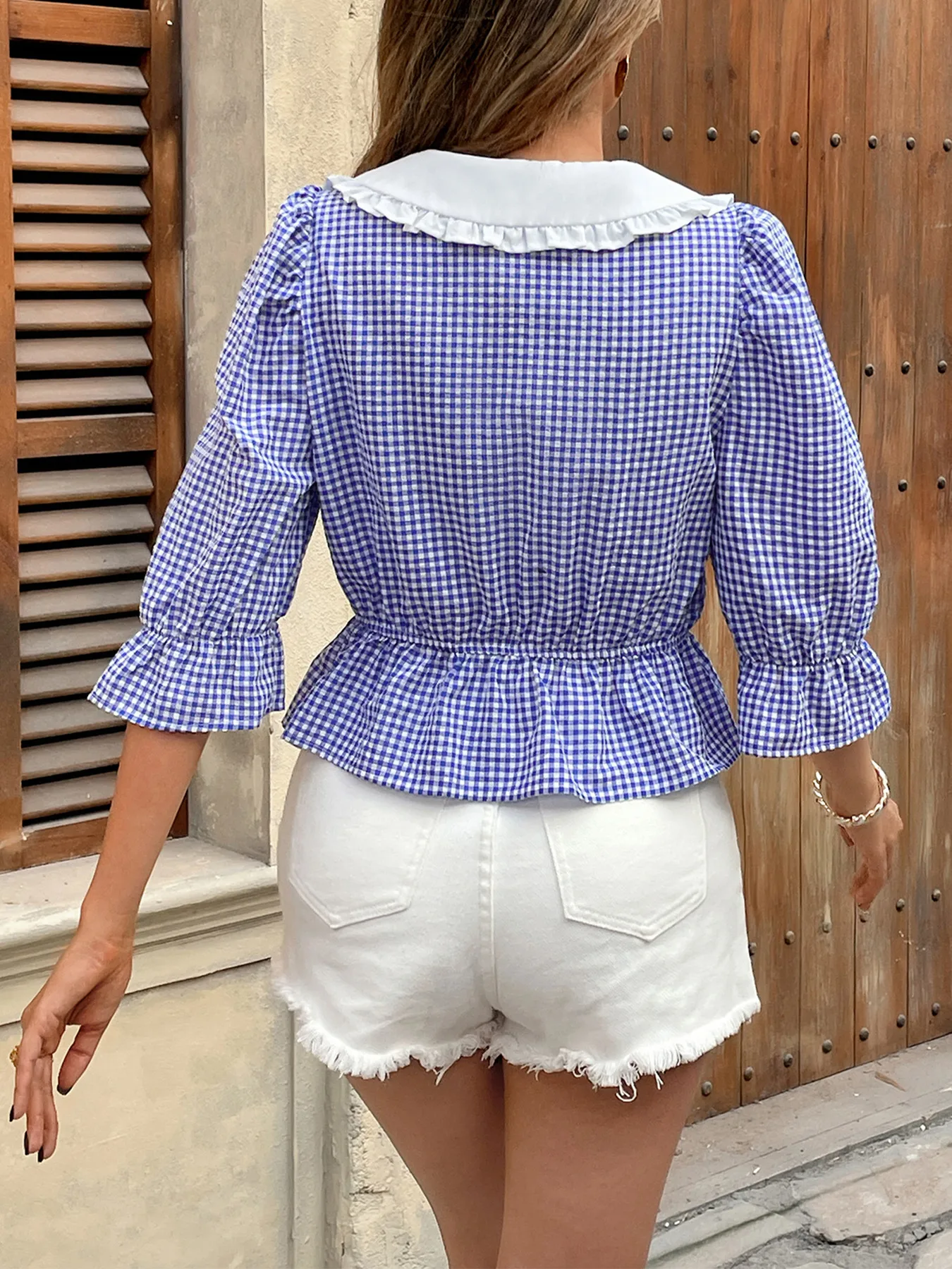 Women's Blouse Half Sleeve Blouses Simple Style Classic Style Plaid display picture 6