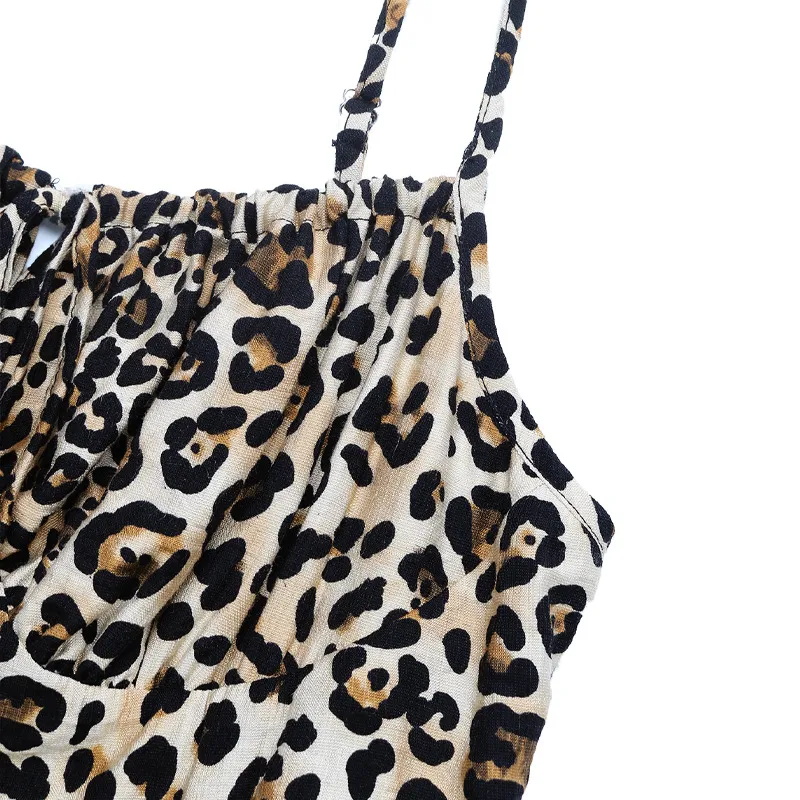 Women's Strap Dress Vintage Style Strap Sleeveless Leopard Midi Dress Holiday Street display picture 8