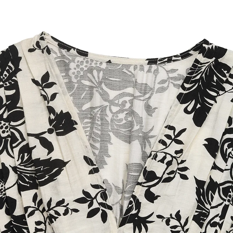 Women's A- Line Skirt Elegant Vacation V Neck Sleeveless Plant Midi Dress Daily Street display picture 7