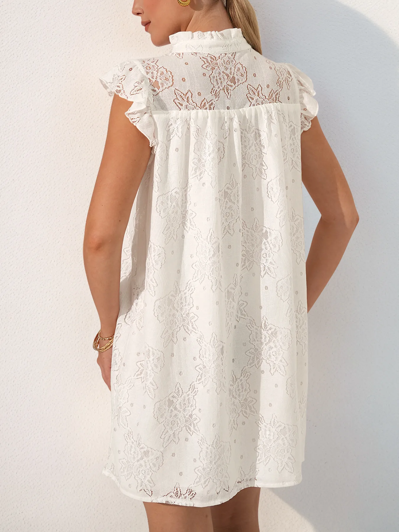 Women's Lace Dress Elegant V Neck Sleeveless Flower Above Knee Holiday Daily display picture 5