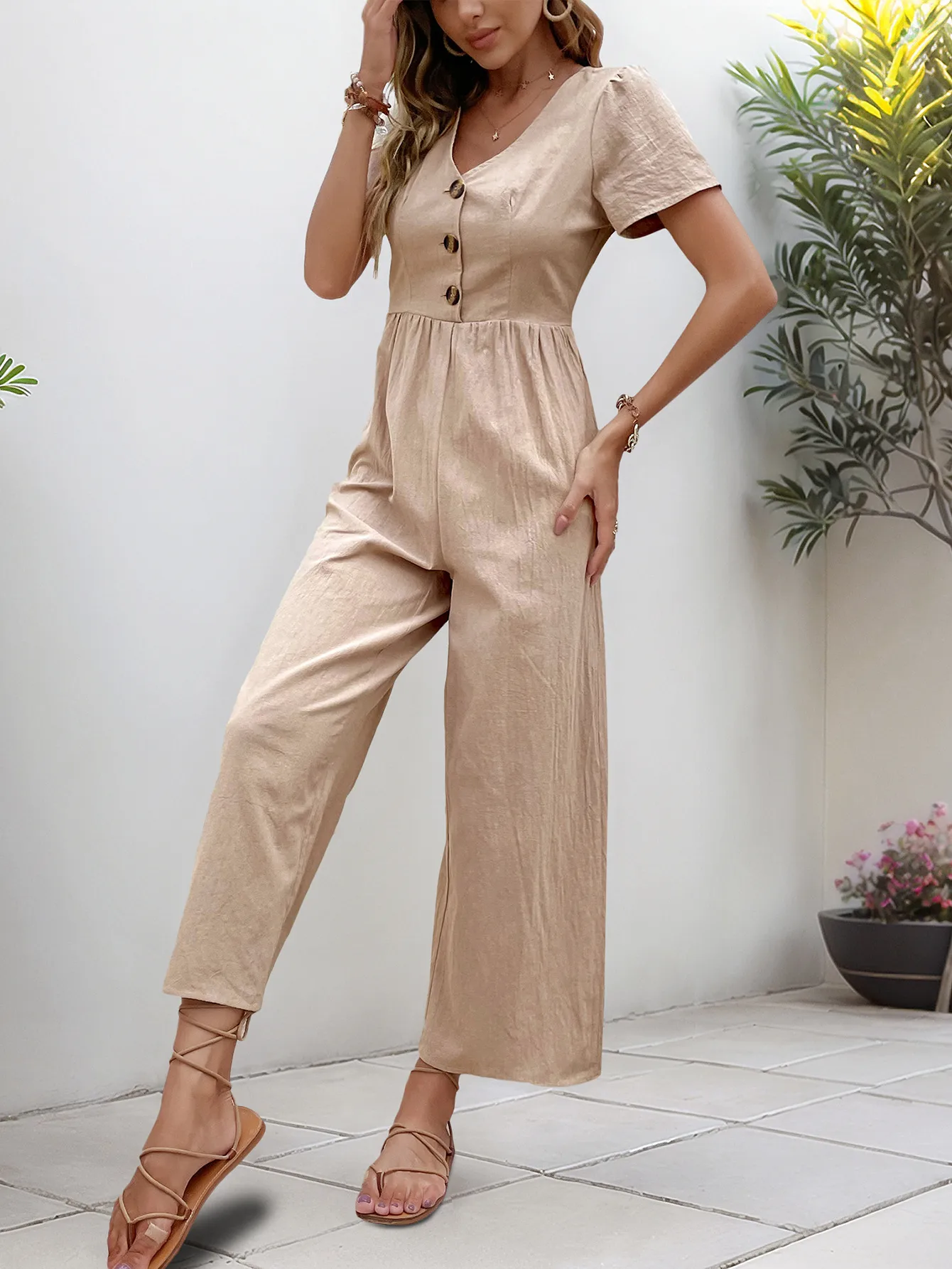 Women's Daily Casual Solid Color Button Jumpsuits display picture 2