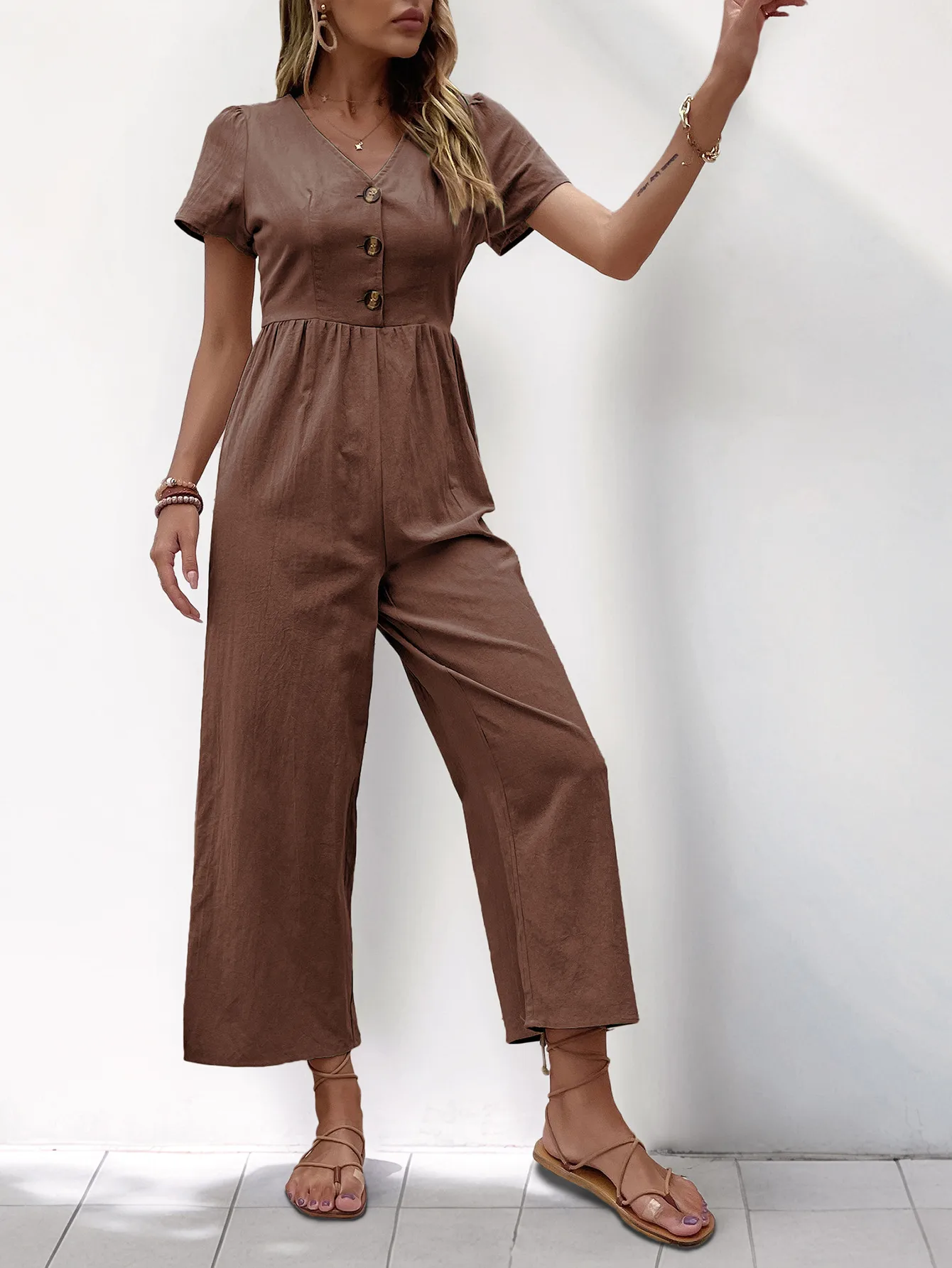 Women's Daily Casual Solid Color Button Jumpsuits display picture 10