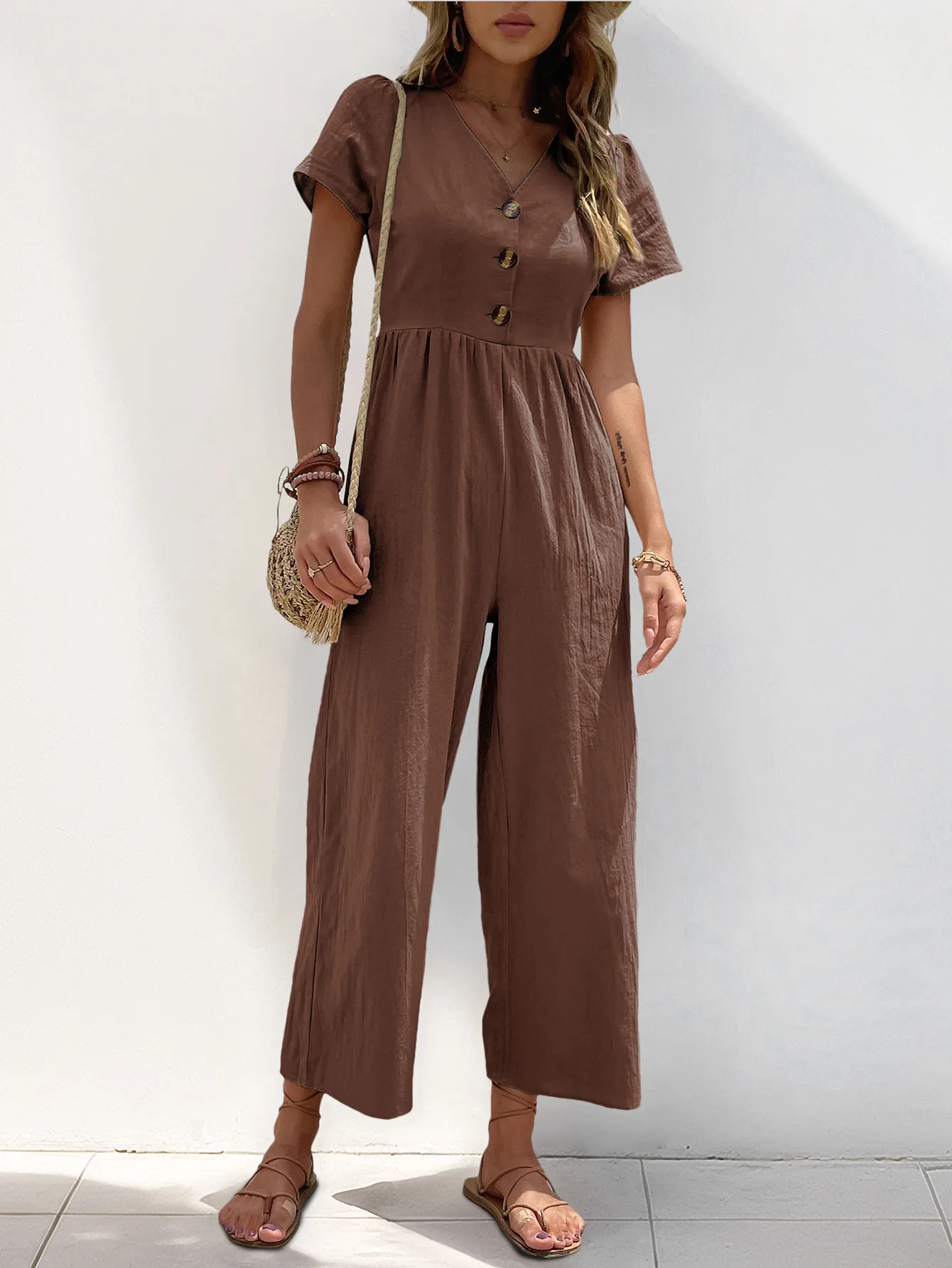 Women's Daily Casual Solid Color Button Jumpsuits display picture 11