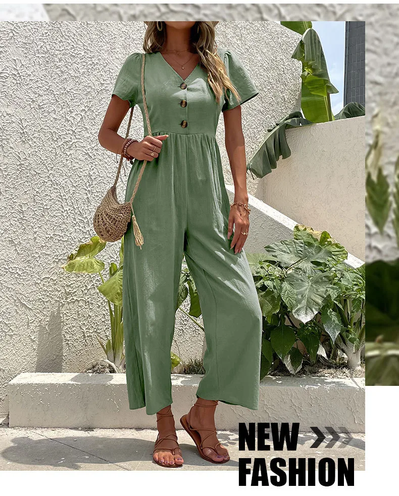 Women's Daily Casual Solid Color Button Jumpsuits display picture 13
