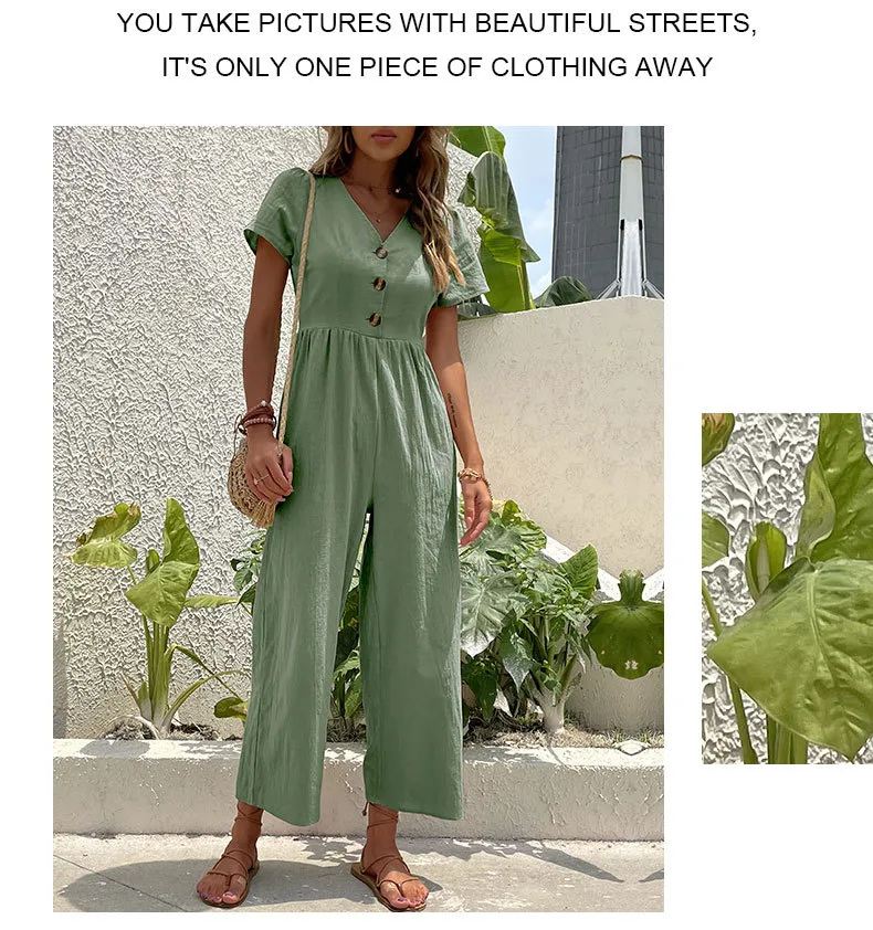 Women's Daily Casual Solid Color Button Jumpsuits display picture 15