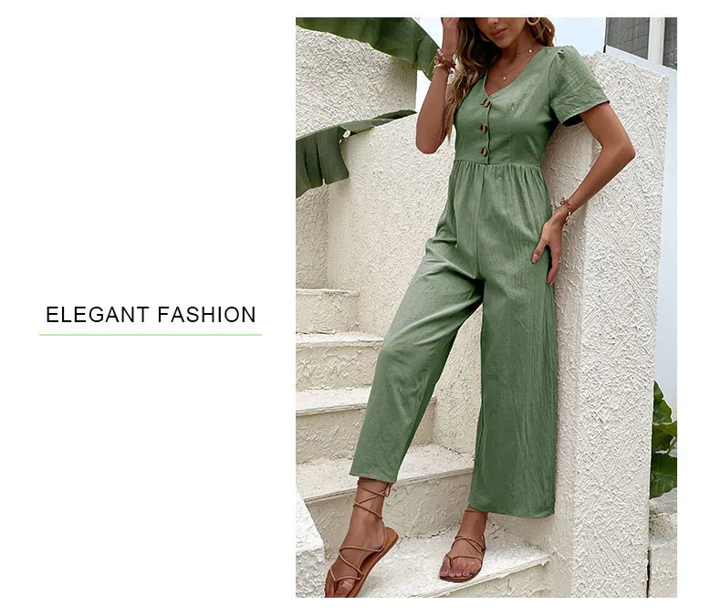 Women's Daily Casual Solid Color Button Jumpsuits display picture 17