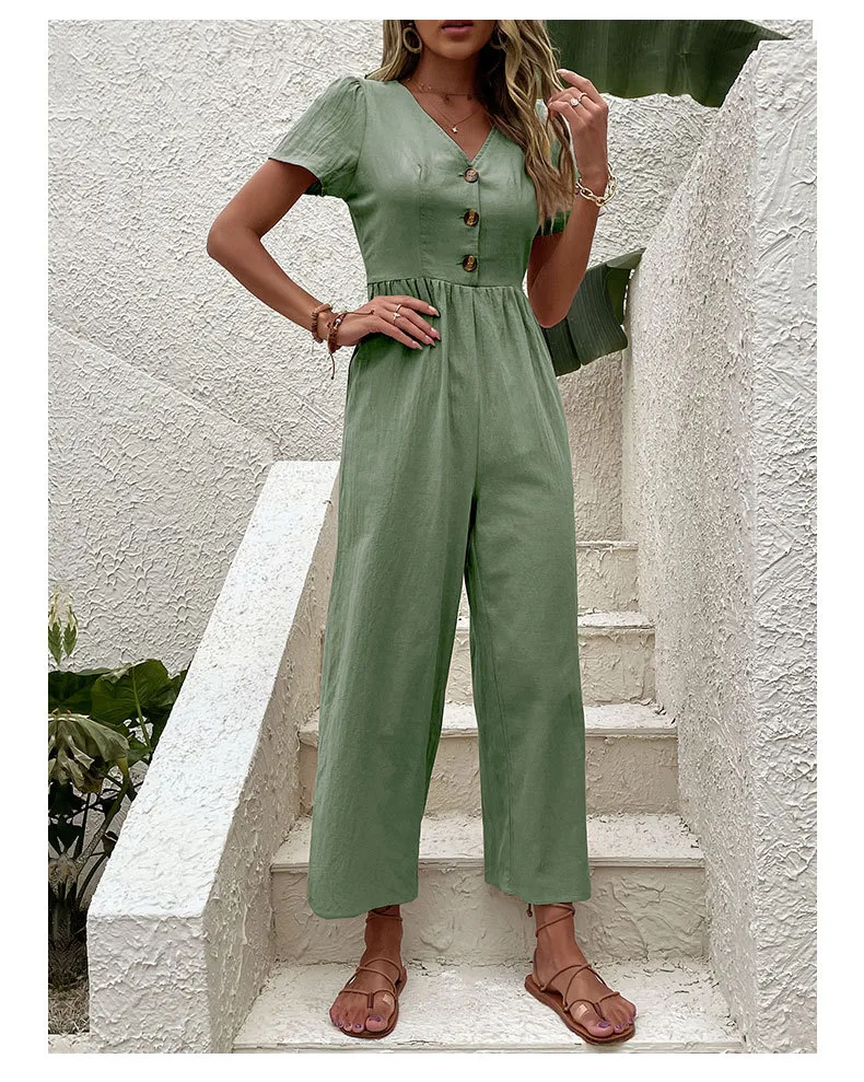 Women's Daily Casual Solid Color Button Jumpsuits display picture 19
