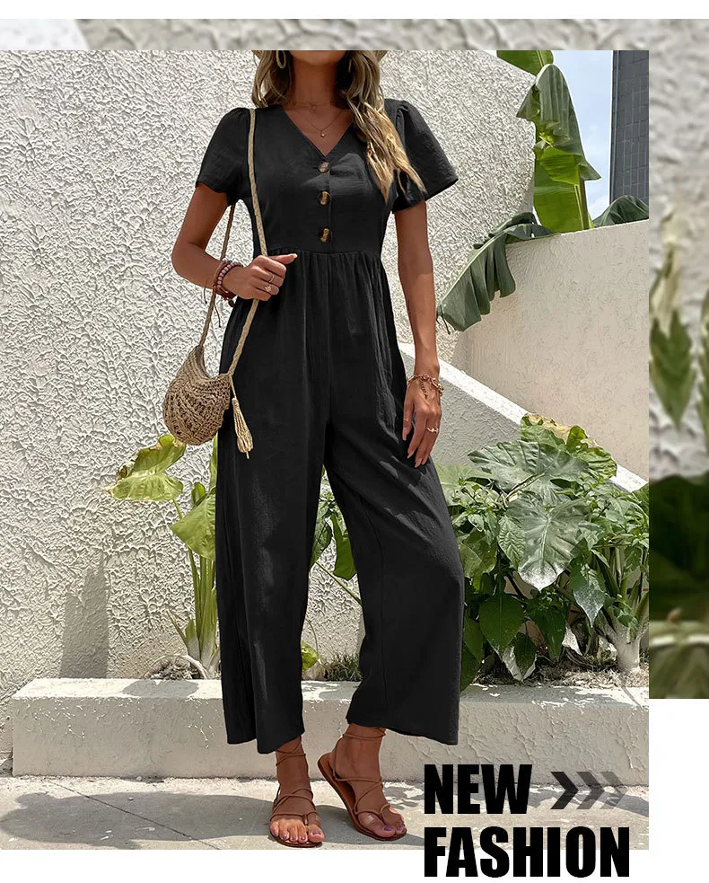 Women's Daily Casual Solid Color Button Jumpsuits display picture 21