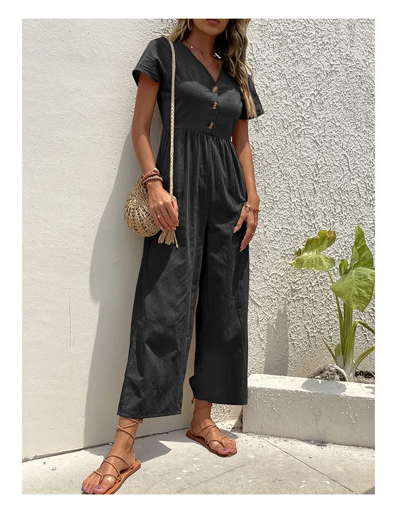 Women's Daily Casual Solid Color Button Jumpsuits display picture 22