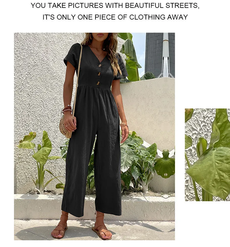Women's Daily Casual Solid Color Button Jumpsuits display picture 23