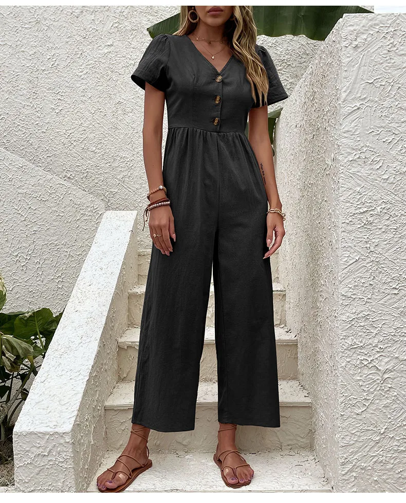 Women's Daily Casual Solid Color Button Jumpsuits display picture 24