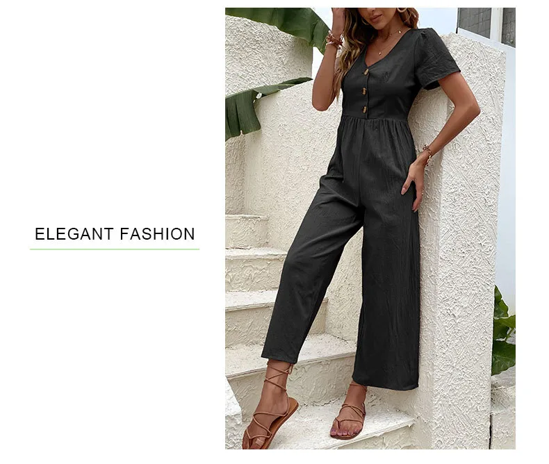Women's Daily Casual Solid Color Button Jumpsuits display picture 25