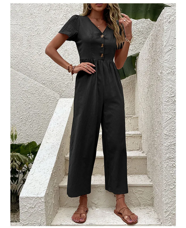 Women's Daily Casual Solid Color Button Jumpsuits display picture 27