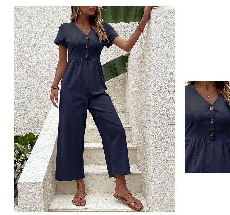 Women's Daily Casual Solid Color Button Jumpsuits display picture 29